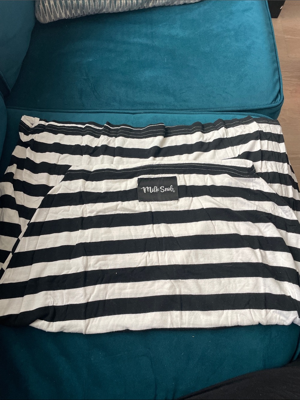 Milk Snob Black and White Striped nursing cover and car seat cover